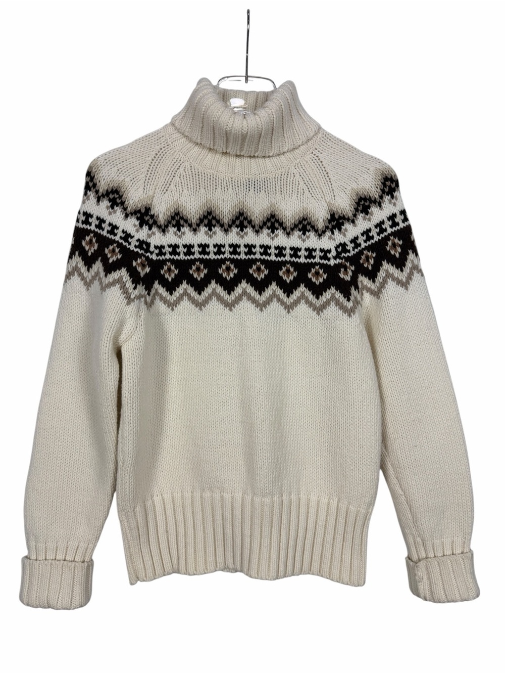 The Limited Vintage 90s Chunky Fair Isle Turtleneck Sweater Wool Blend Large